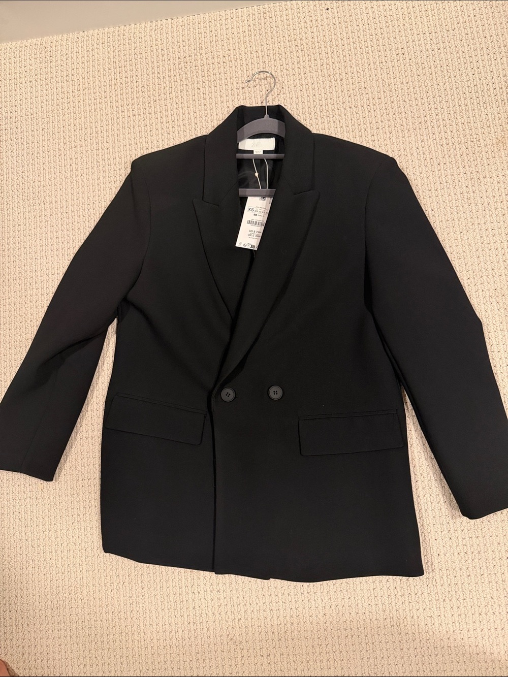 Zara Black Double-Breasted Women's Blazer